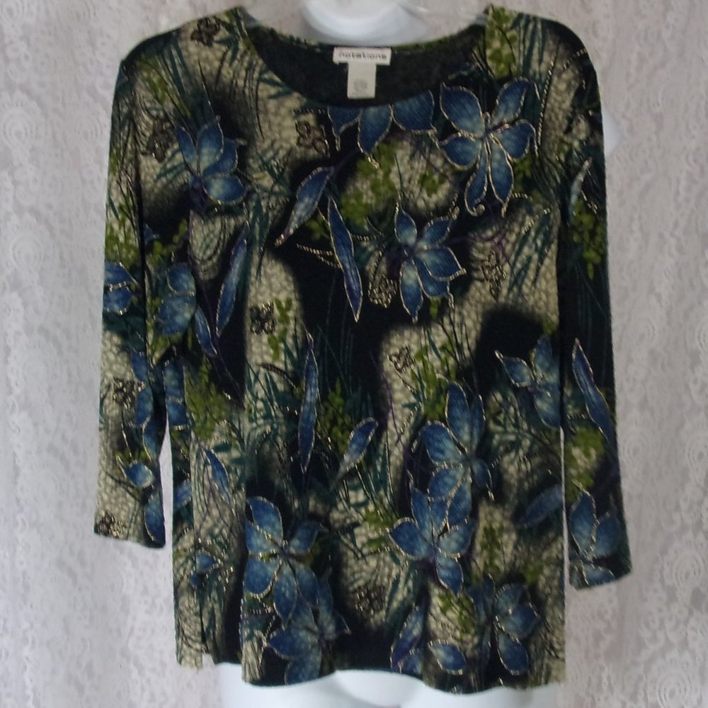 Notations Stretch knit Blouse Top Size L